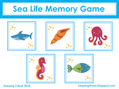 Sea Life Memory Game - free printable