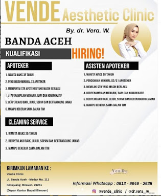 Recruitment VenDe Aesthetics Clinic Cabang Banda Aceh