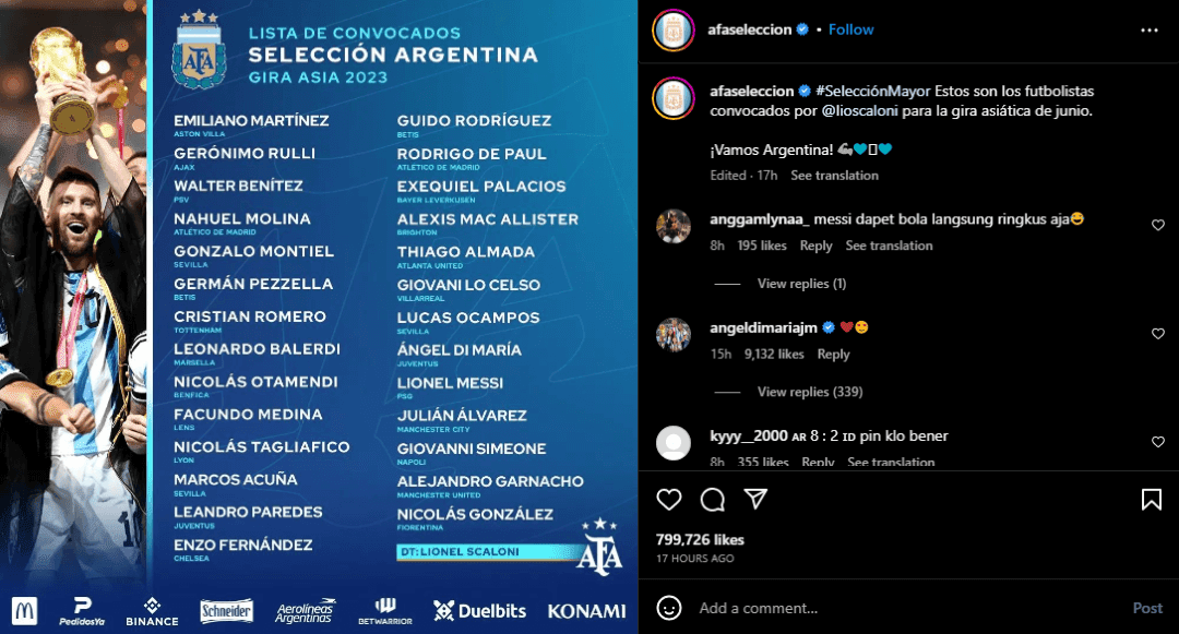 Ada Lionel Messi, Ini Daftar Pemain Timnas Argentina yang Akan Hadapi Indonesia