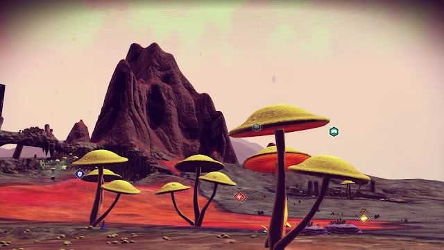 Image personnelle du cosmonaute Moggy avec des champignons apparents, sur le jeu No Man's Sky.