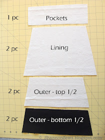 Zipper pouch with two-toned outer fabric, lining and slip pockets