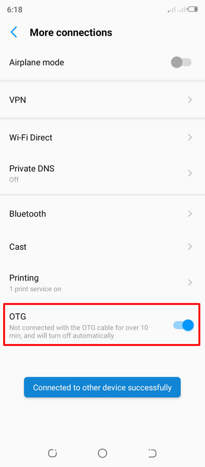 enabling otg on android phone