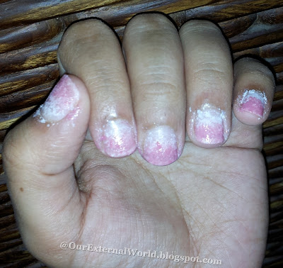 Sponge nail art - second coat of pink