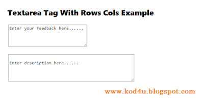 HTML Textarea Tag With Rows Cols Example