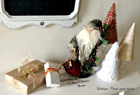 Vintage, Paint and more... Vintage Christmas decor with diy cone trees, faux packages and Old World Santa