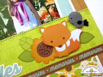 Doodlebug Design Flea Market Fall Sunflower Scrapbook Layout by Mendi Yoshikawa