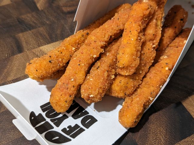 Close up view of  Burger King Ghost Pepper Chicken Fries.