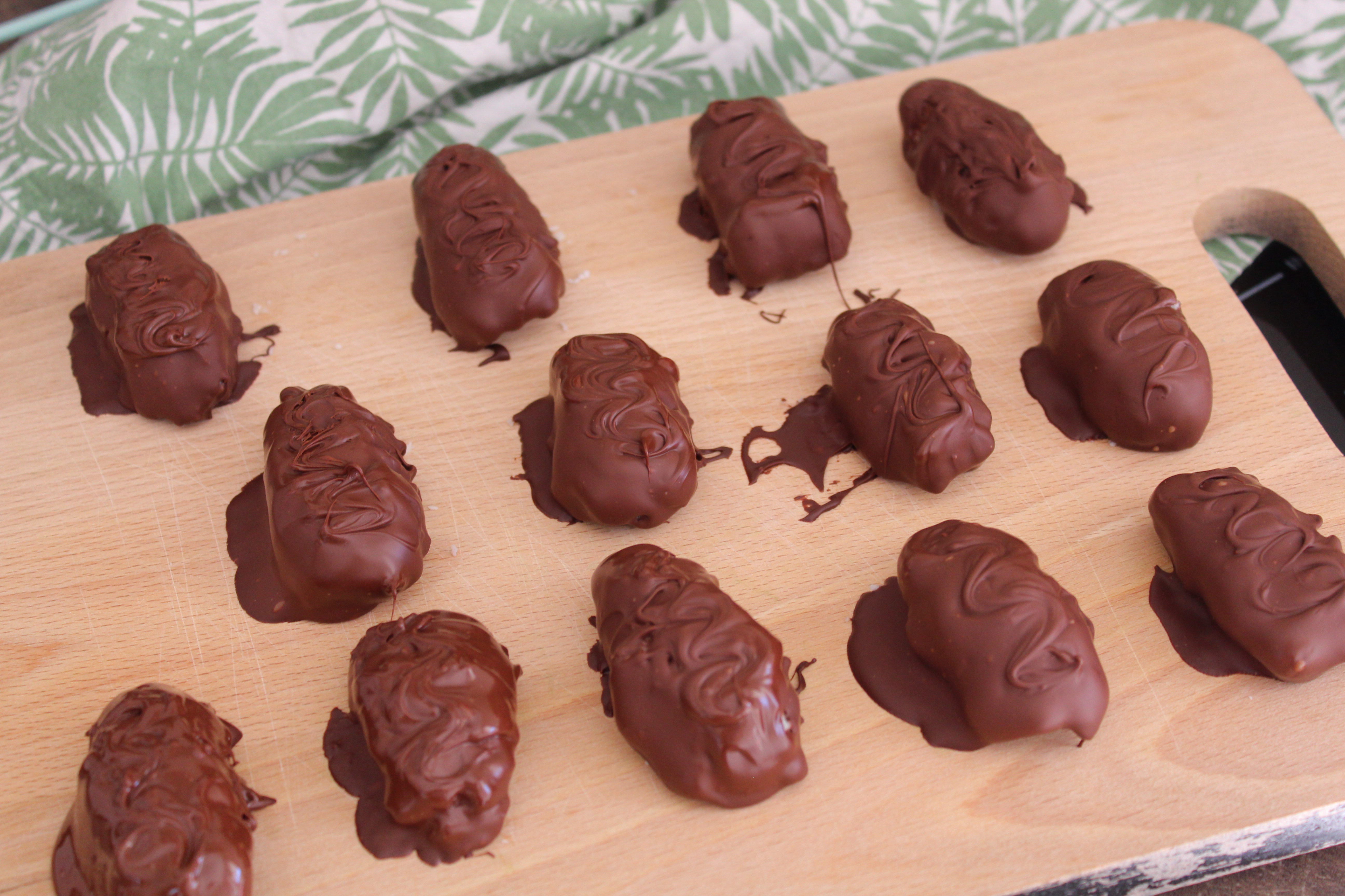 Bounty maison après enrobage chocolat