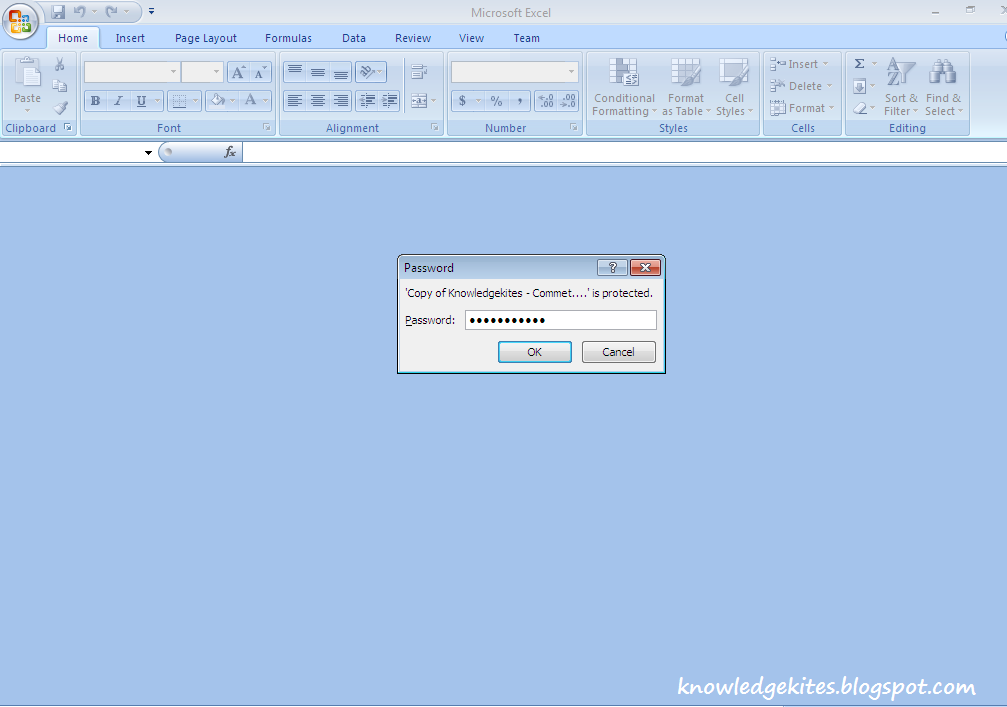 Password set in excel file to protect data