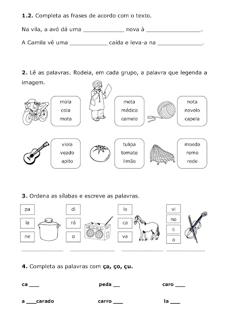 Teste de Avaliação Trimestral Português 1º ano.