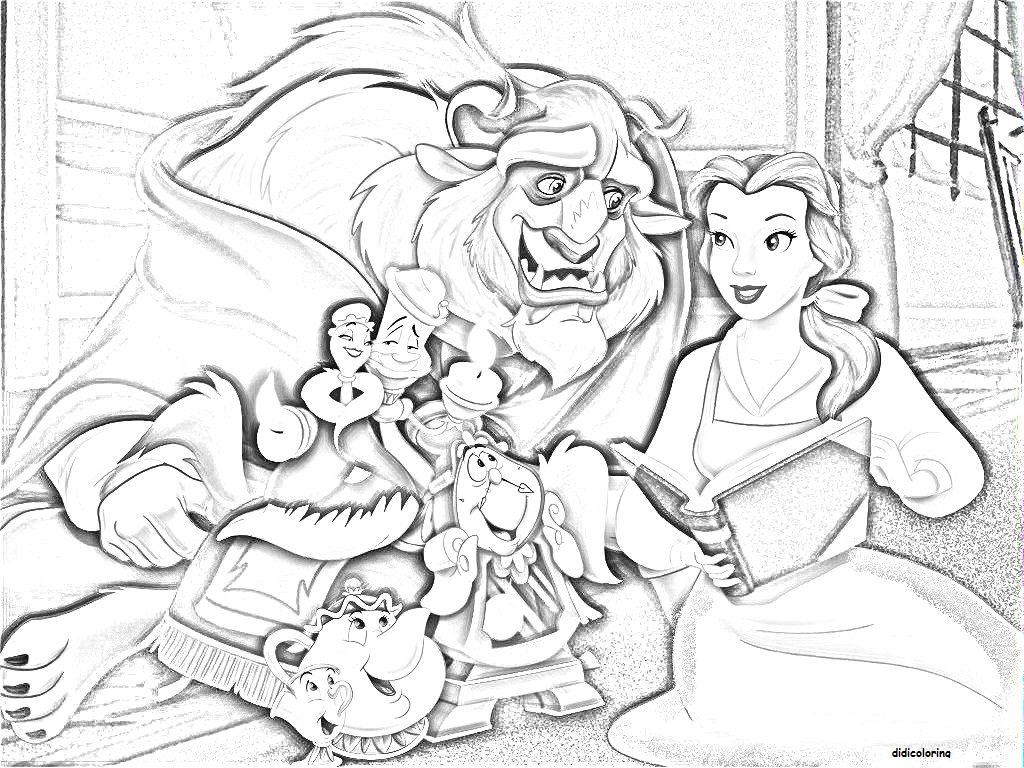 beauty and the beast happy family for coloring