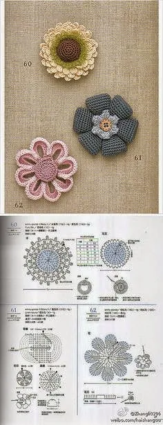 Patrones de 3 flores muy especiales para tejer al crochet