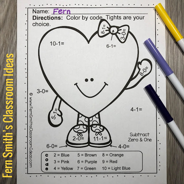 Click Here to Get These St. Valentine's Day Color By Number Addition, Subtraction, Multiplication, and Division FUNKY Valentines Themed Printables Bundle Resource for Your Classroom Today!