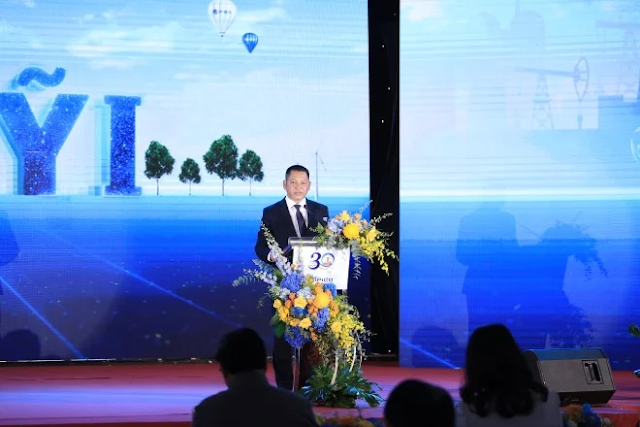 Ông Lê Quang Hiếu, Phó Chủ tịch IPICO phát biểu tại Lễ khởi công. Ảnh: Caixin