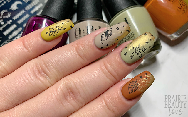 nail art muted leafy fall abstract skittle ft uberchic boho chic 4