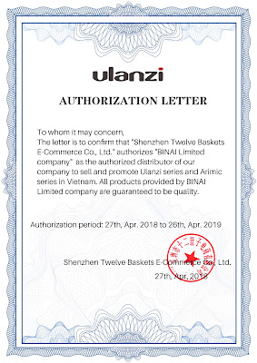 certificate of Ulanzi 05.2018