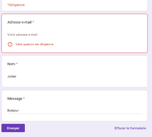 bouton Envoyer et copiez le lien du formulaire