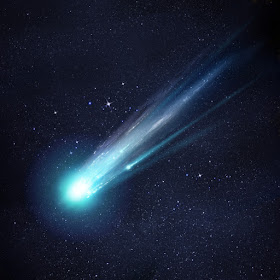 Picture of bright comet in starry night sky