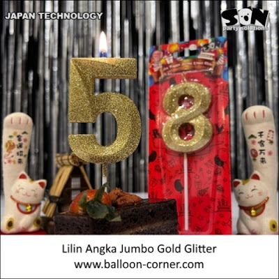 Lilin Ulang Tahun / Ultah Angka Jumbo Gold Glitter (SON 251)