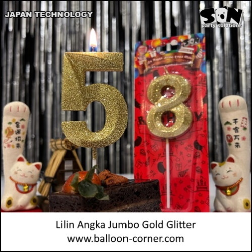 Lilin Ulang Tahun / Ultah Angka Jumbo Gold Glitter (SON Product)