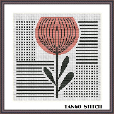 Abstract flower Scandinavian style art cross stitch design - Tango Stitch