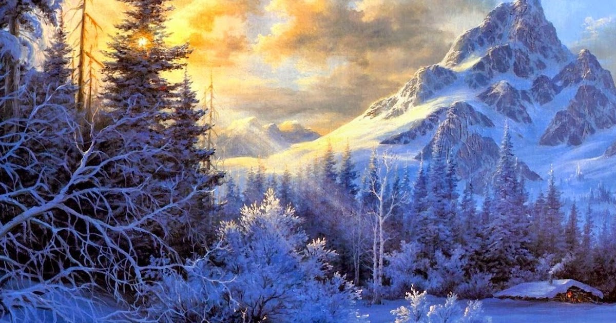 lukisan keren Cara melukis pemandangan  salju