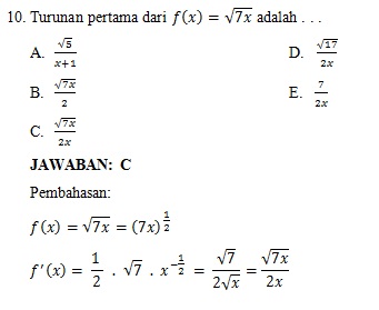 4 Soal Matematika: Soal turunan fungsi dengan pembahasan