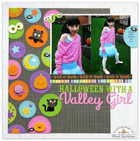 Doodlebug Design Boos & Brews Halloween Layout using Pink by Mendi Yoshikawa