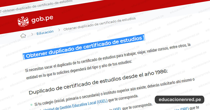 TRÁMITES MINEDU: Sepa cómo obtener duplicado de Certificado de Estudios - www.minedu.gob.pe