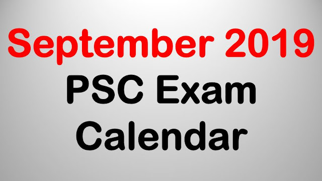 PSC Exam Calendar - September 2019