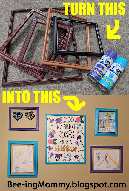 gallery wall, kid gallery wall, art wall, children's art wall, DIY art wall, picture frame wall, children art display, kid art display, kid drawing display, kid wall decor, children room decor, kid room decor, picture frame art wall, picture frame art display, DIY bedroom decor, repurpose old picture frames, repurpose frames, DIY, wall decor, kids art, cool art display