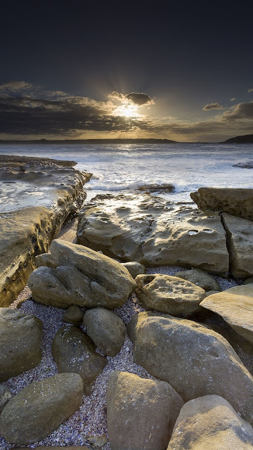 Beautiful Nature, Stones, Sea, Rays, Horizon