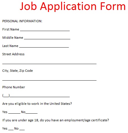 job application form example | job application form picture | job ...
