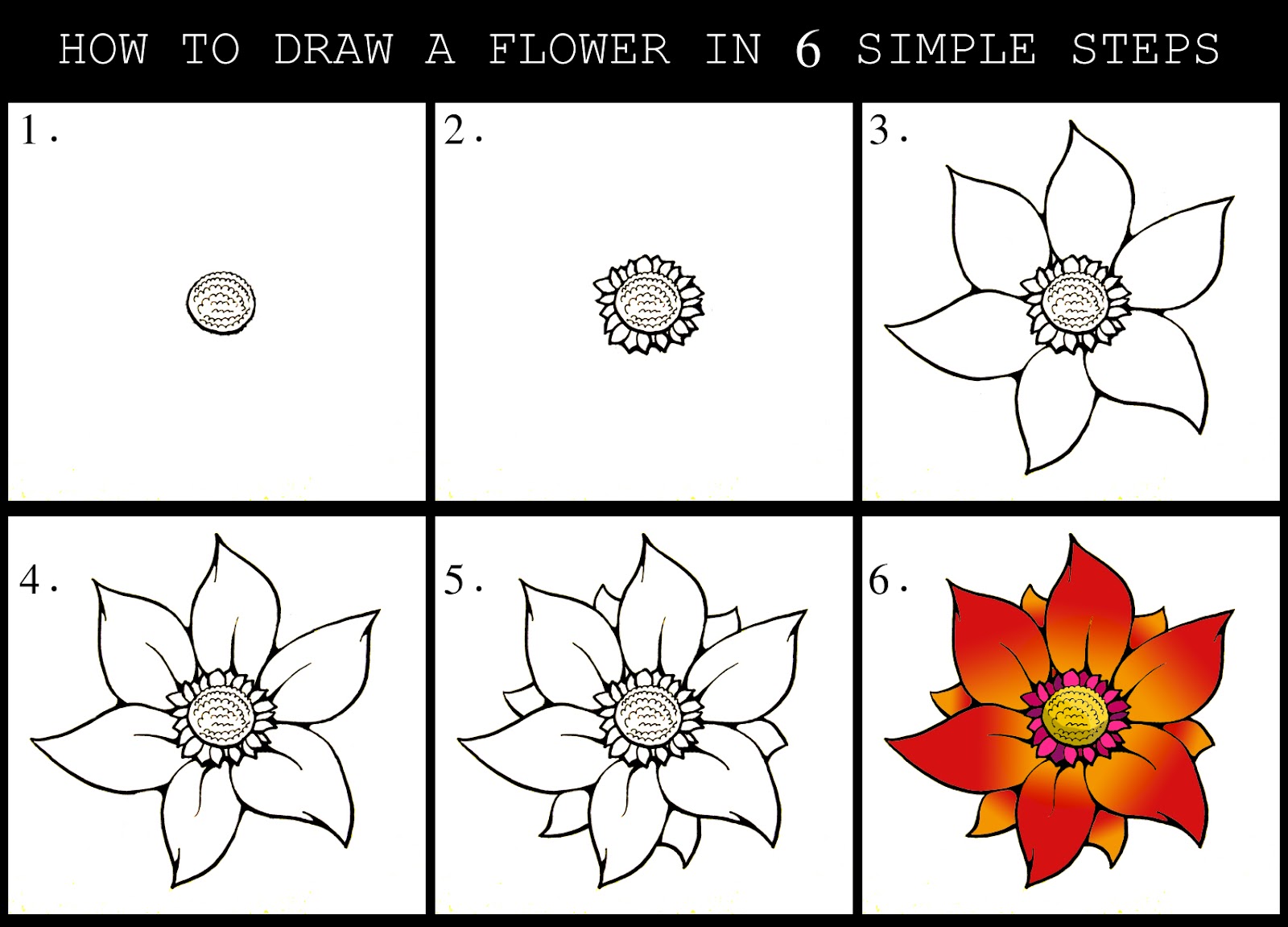 DARYL HOBSON ARTWORK: How To Draw A Flower Step By Step