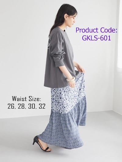 Women Black-White Floral Print Long Skirt with inside Lining (Only Skirt)
