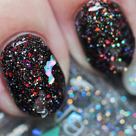 Nail Hoot Indie Lacquers Attack of the Holographic Bats over Black Widow