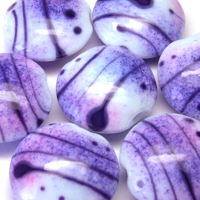 Lampwork Glass Lentil Beads