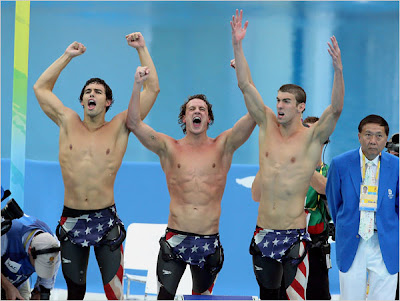 From left, Ricky Berens, Ryan Lochte and Phelps.