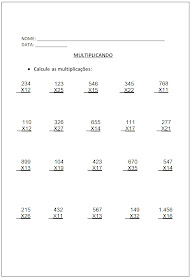 Altividades de Multiplicação - Atividades de Multiplicação 5º ano parte I
