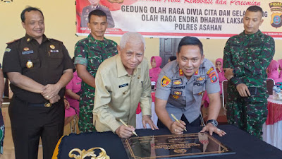 Kapolres Bersama Forkopimda Kabupaten Asahan Resmikan Gedung Olahraga 