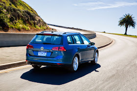 Rear 3/4 view of 2015 Volkswagen Golf SportWagen TDI SEL