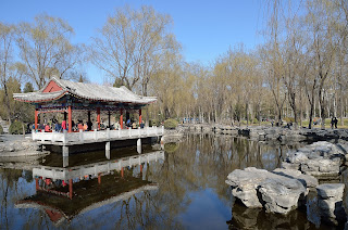 Pavilion and lake in Ritan Park in Beijing