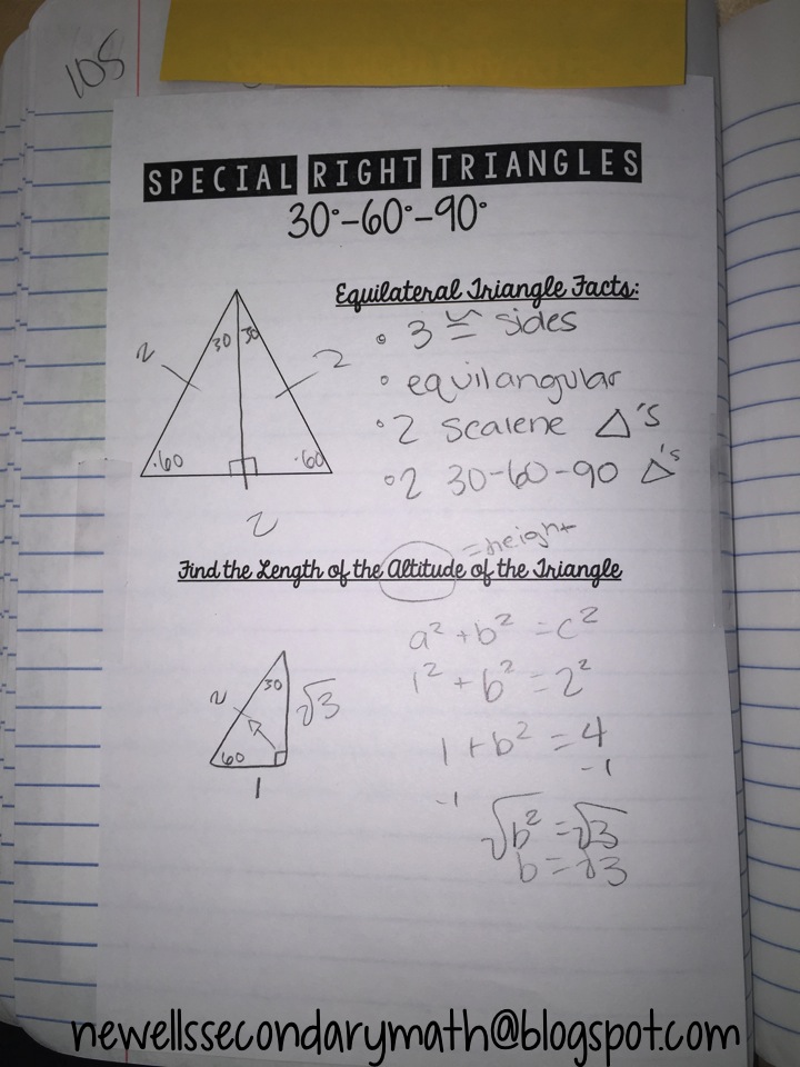 Mrs Newell S Math Better Questions Special Right Triangles