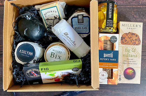Harvey and Brockless - a hamper of artisan cheese and crackers.
