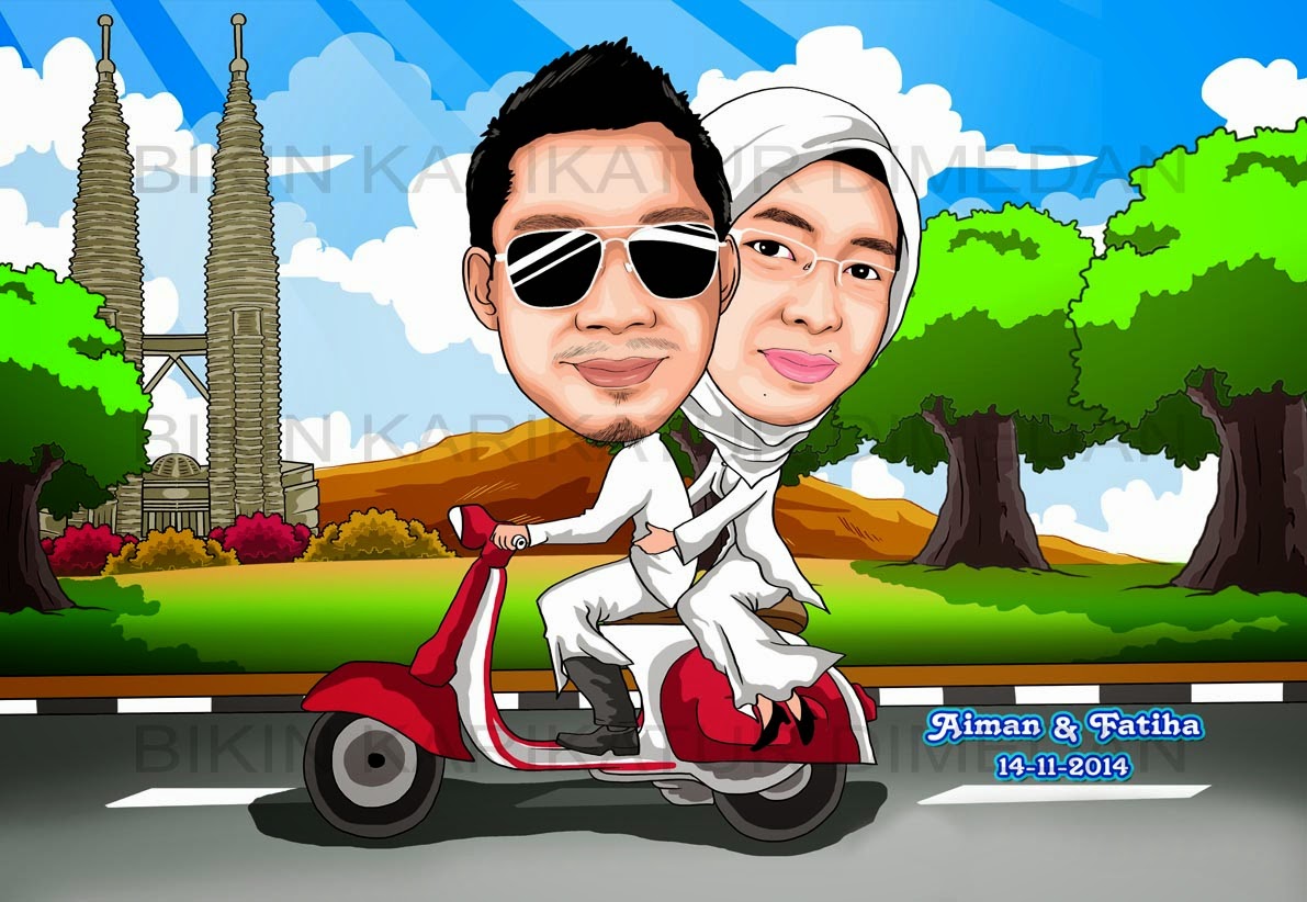 Gambar Kartun Pacaran Naik Vespa