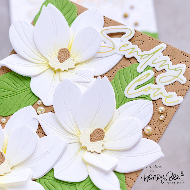 Lovely Layers Magnolia Dies, Honey Bee Stamps, floral card,Card Making, Stamping, Die Cutting, handmade card, ilovedoingallthingscrafty, Stamps, how to, foil stamping,Glimmer Hot Foil, sympathy, wedding,