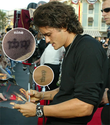 Orlando has also had numerous fake tattoo designs for movie roles