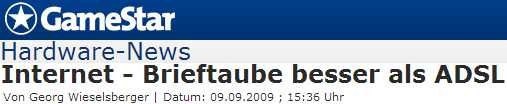 Brieftaube besser als ADSL