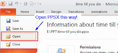 convert PPSX to PPTX in PowerPoint 2010