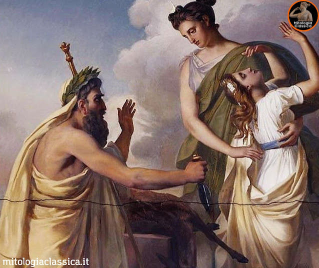 Il dipinto "Il sacrificio di Ifigenia" a destra è di Alexandre-Denis Abel de Pujol (1785-1861)